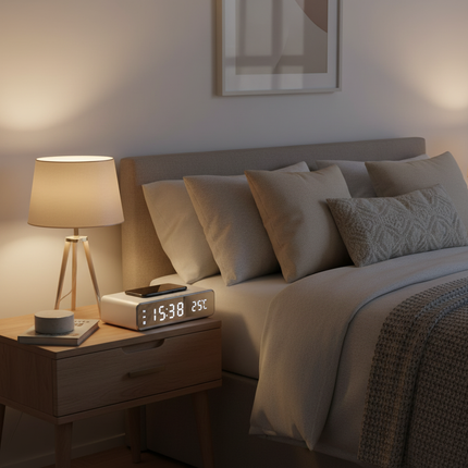 White Opansten with evening bedside lighting