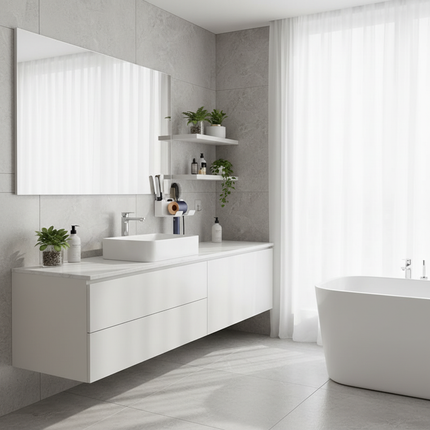 White Type B Holder Near Vanity